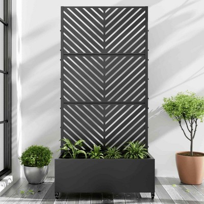 Lirago Iron Black Arch Mobile Planters Planting Box Trellis for Climbing Plants - 72x35