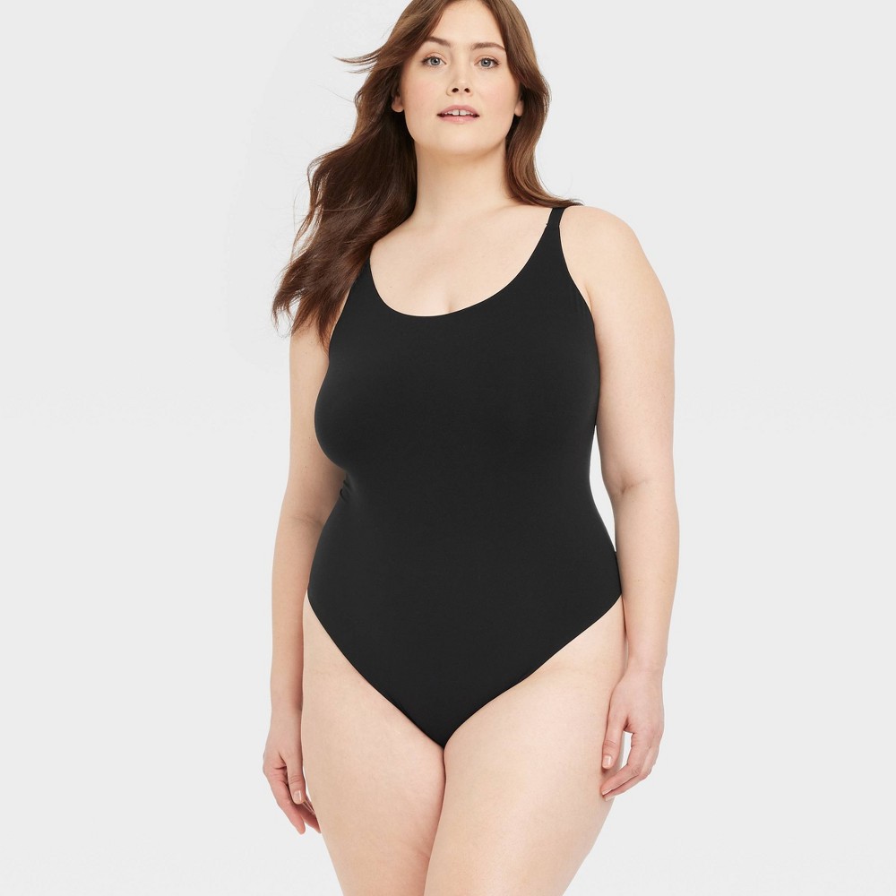 Women's 4-Way Stretch Cami Bodysuit - Auden™ Black XXL: Nylon Spandex Blend, Adjustable Straps, Cotton Gusset