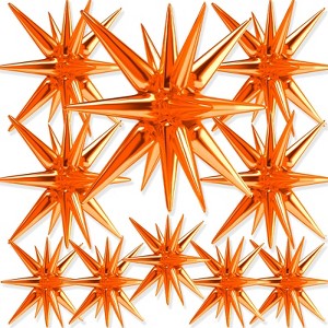 PartyWoo Foil Balloons Orange Star Starburst 42 27 22 Inch 10 pcs - 1 of 4
