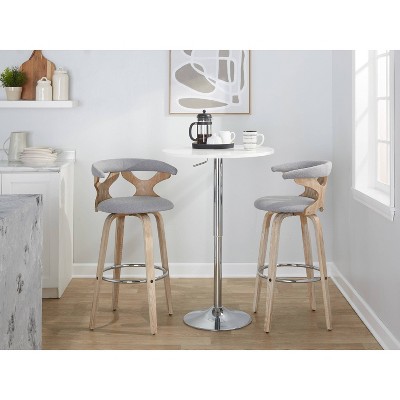Gray Swivel Wood and Metal Barstool Set of 2