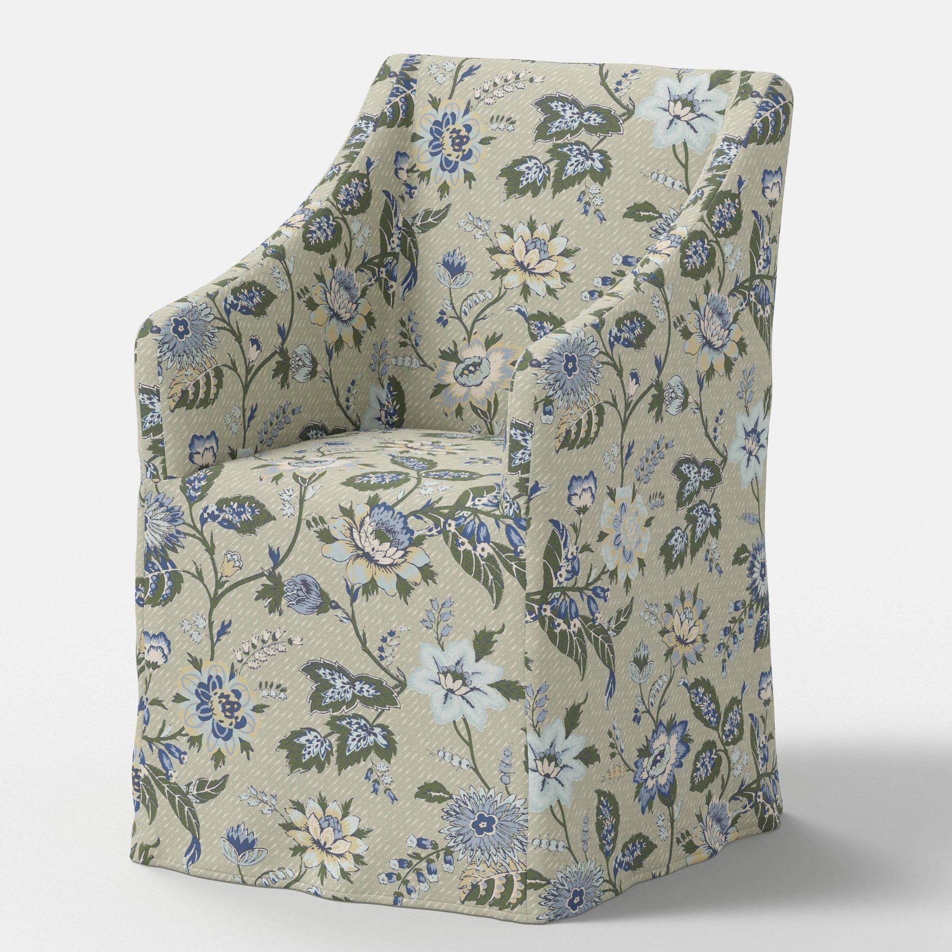 Sloped Arm Slipcovered Dining Chair Adelaide Floral Moss - Threshold™