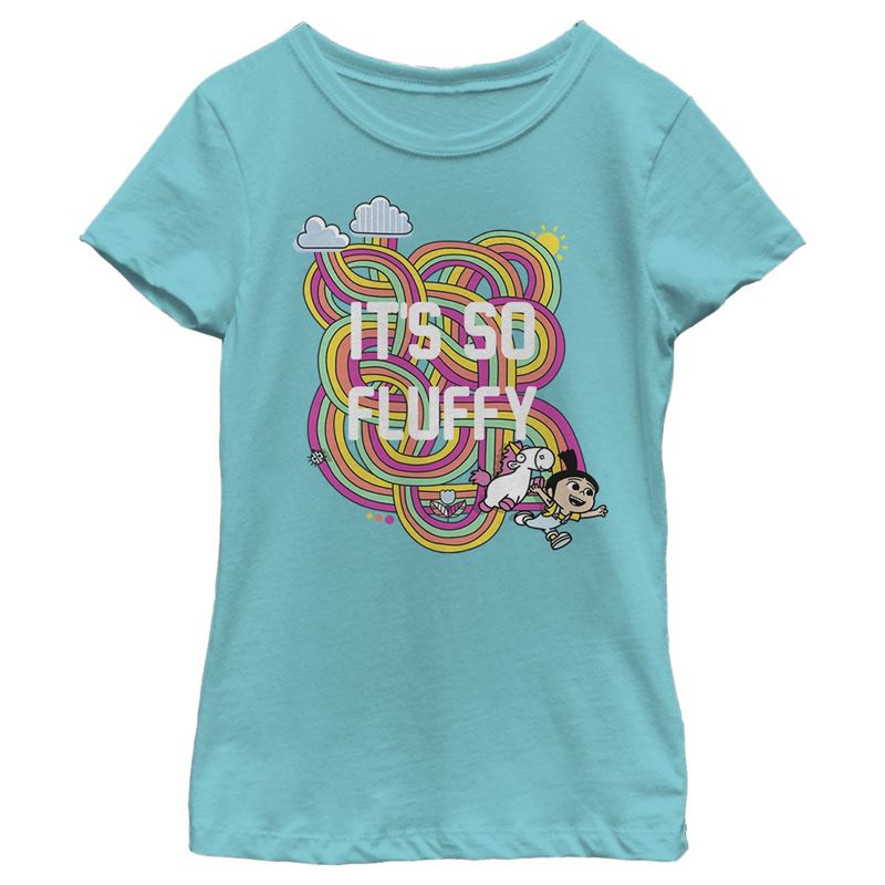 Girl's Despicable Me Minions Its So Fluffy Rainbow Unicorn T-Shirt, 1 of 3