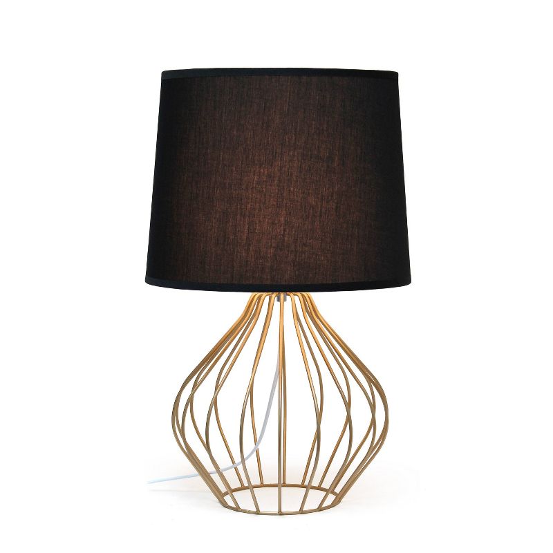 Geometrically Wired Metal Table Lamp with Fabric Shade - Simple Designs, 3 of 10