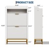 Coolmee Fluted Shoe Storage Cabinet for Entryway, 23.5 inch Wood Narrow Hidden Shoe Rack with 2 Flip Drawers, Open Shelf & Sturdy Metal Legs - 2 of 4
