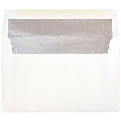 JAM Paper A10 Foil Lined Invitation Envelopes 6 x 9.5 White with Silver Foil 900905601