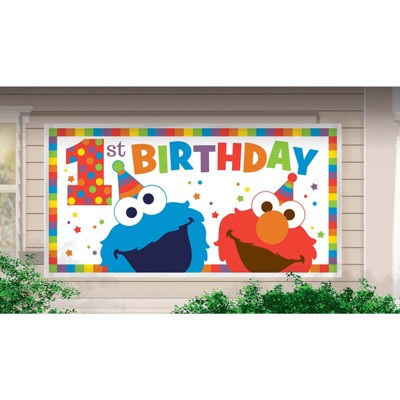 Birthday Express Sesame Street Elmo Turns One Horizontal Giant Sign Banner