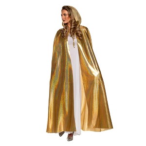 Underwraps Iridescent Gold Hooded Adult Costume Cape - 1 of 4