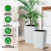 16" Tall Rattan Planters Set of 2 with Trays, Water Level Monitors & Wheels – Large Self-Watering Flower Pots for Indoor & Outdoor Use, Black - 3 of 4