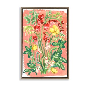 Stupell Industries Peachy Flower Arrangement Black Framed Floater Canvas Wall Art - 1 of 4