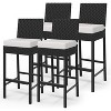 Patio Wicker Barstools With Cushions, Outdoor Wicker Bar Stools Set of 2/ 4, Outdoor Rattan Bar Height Stool Set Armless for Backyard, Poolside - 4 of 4