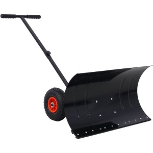 SEVOBAL Snow Shovel with Wheels, Snow Pusher, Cushioned Adjustable Angle Handle Snow Removal Tool 10" Wheels, Black, 29"*47"*16.5" - 1 of 4