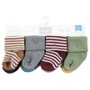 Hudson Baby Infant Boy Cotton Rich Newborn and Terry Socks, Dark Earth Tone Stripes - 2 of 4