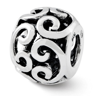 Black Bow Jewelry Sterling Silver Antiqued Scroll Bali Bead Charm