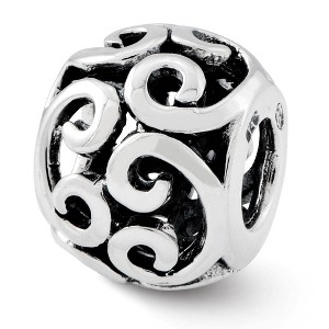 Black Bow Jewelry Sterling Silver Antiqued Scroll Bali Bead Charm - 1 of 4