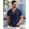 COOFANDY Men's Short Sleeve Knit Casual Button Down Shirt Vintage Striped Knitted Golf Beach Tops - 4 of 4