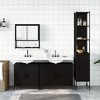 vidaXL 4-Piece Bathroom Set - Wall-Mounted Mirror Cabinet, Dual Sink Cabinets, Tall Storage Unit, Black Contemporary Engineered Wood and Steel - 3 of 4
