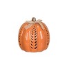 Transpac Dolomite 7.7 in. Orange Harvest Medium Light Up Carved Vine Pumpkin - 2 of 4