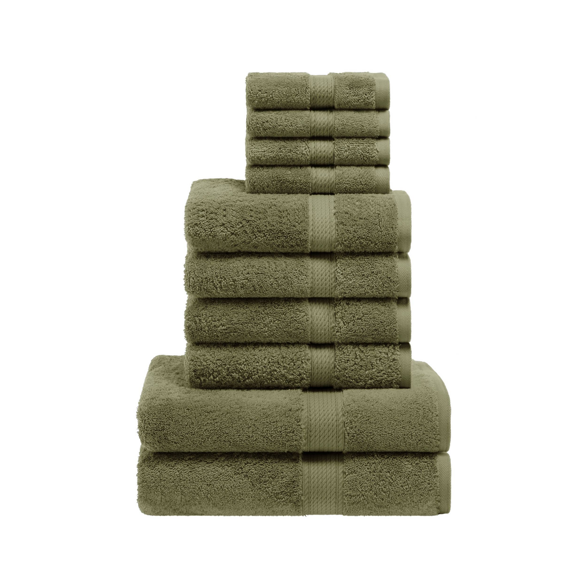 Luxury Egyptian Cotton Heavyweight Absorbant Ultra-Plush 10 Piece Towel Set, Forest Green - Blue Nile Mills