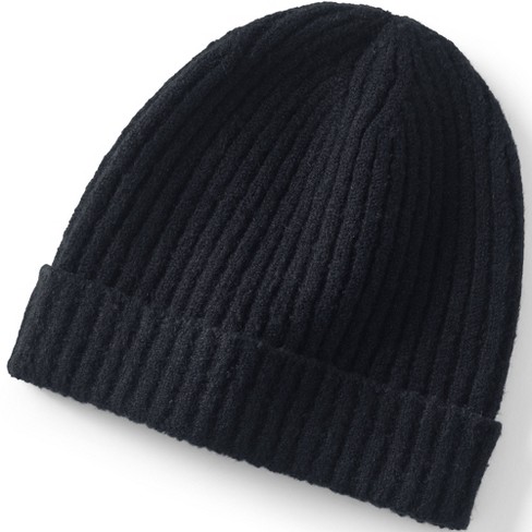 Lands End CashTouch Winter Beanie Hat Small Black