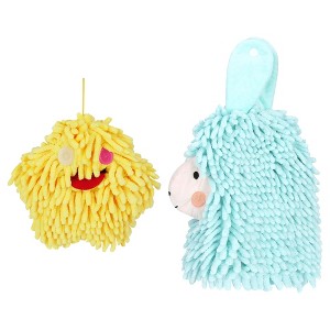 REGALWOVEN 2 Packs Cute Cartoon Alpaca Fuzzy Ball Hand Drying Hanging Ball Towels for Bathroom 7" x 7"/7" x 11" - 1 of 4