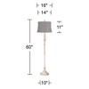 360 Lighting Colonnade Traditional Country 60" Tall Standing Floor Lamp Metal Antique White Finish Living Room Bedroom House Drum Treble Gray Shade - 4 of 4