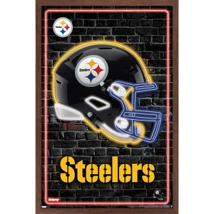 Trends International NFL Pittsburgh Steelers - Neon Helmet 23 Framed Wall Poster Prints - 1 of 4