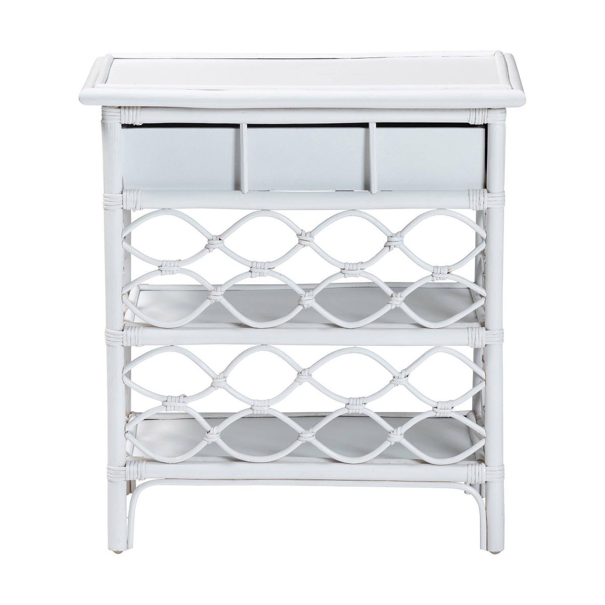 bali & pari Akane Natural Rattan Nightstand with Drawer and Open Shelves White - thumbnail 5