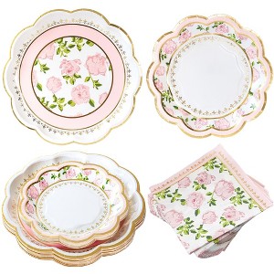 Kate Aspen Pink Floral Tea Party 62 piece Tableware Set (16 guests) | 00263NA-KIT - 1 of 4