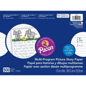 Pacon® Multi-Program Picture Story Paper, 1/2" Ruled, White, 12" x 9", 500 Sheets - 1 of 3