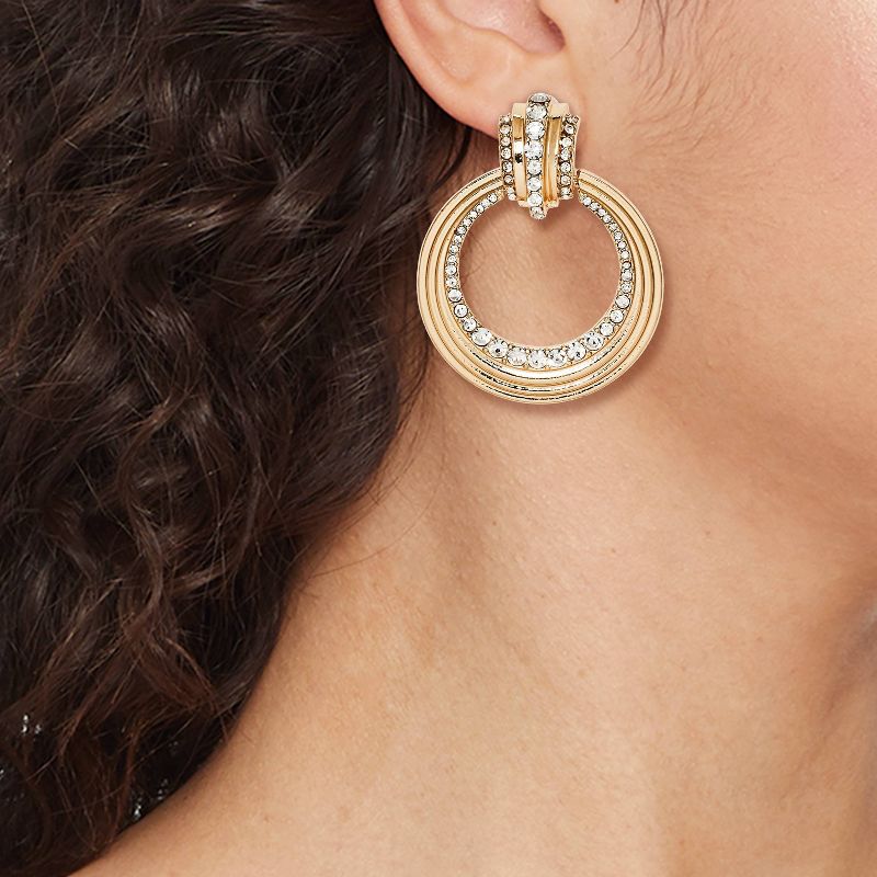 SUGARFIX by BaubleBar Crystal Interlocking Hoop Earrings - Gold, 2 of 4