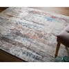 Gray Blue and Red Abstract Power Loom Area Rug With Fringe - 4 of 4