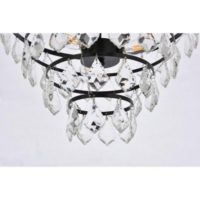 Ella 16" Black Iron and Crystal Flush Mount Light