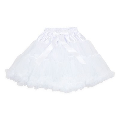 Sparkle and Bash Petticoat Under Skirt Fluff for Women, Tutu for Ballet Dance, Adjustable Elastic Waist Size 22-36 in, White