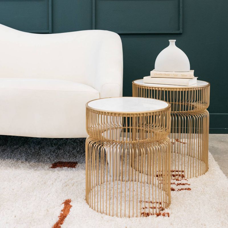 Set of 2 Vernway Side Tables White/Gold - Signature Design by Ashley, 2 of 10