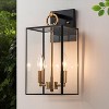C Cattleya 2-Light Dark Bronze Finish Brass Outdoor Wall Lantern with E12 Base Socket and Clear Tempered Glass Shade - 2 of 4