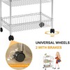 3 Tier Adjustable Heavy Duty Utility Cart On Wheel, Steel Kitchen Rolling Carts with Handle Bar - 3 of 4