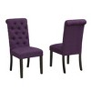 Roundhill Furniture Leviton Solid Wood Tufted Asons Dining Chair, Purple, Set of 2 - 2 of 4