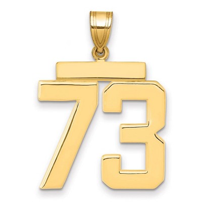 Black Bow Jewelry 14k Yellow Gold, Athletic Collection, Large Polished Number 73 Pendant