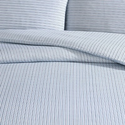 Twin Navy Cotton Percale Sham Set with Button Closure