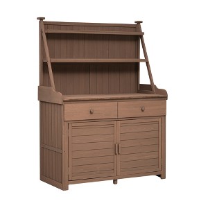 Gulches 65" Brown Garden Workstation with Planter Stands and Holders, Storage Shelf, and Cabinet - 1 of 4