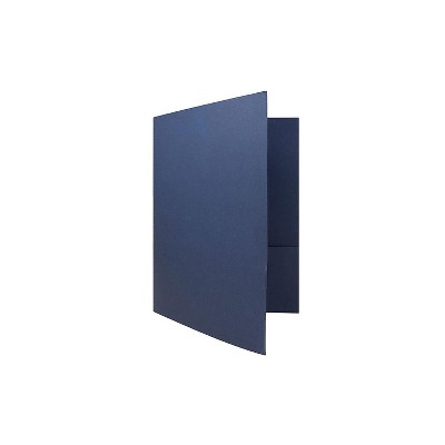 JAM Paper 2-Pocket Presentation Folders Navy Linen 100/Box 26982B