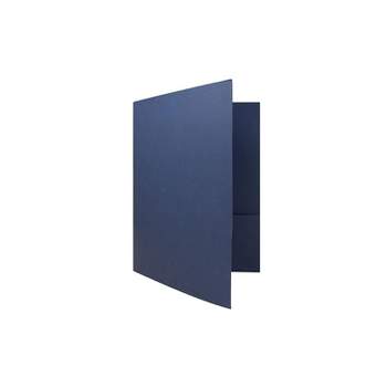 JAM Paper 2-Pocket Presentation Folders Navy Linen 100/Box 26982B