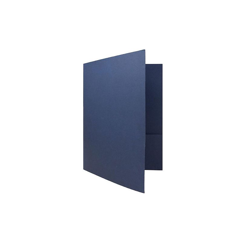JAM Paper 2-Pocket Presentation Folders Navy Linen 100/Box 26982B, 1 of 7