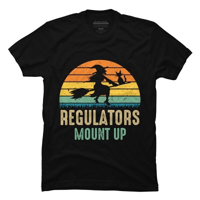Men's Design By Humans Regulators Mount Up Halloween Witch By RedBirdLS T-Shirt