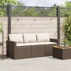 vidaXL Patio Sofa with Cushions - 3-Seater Brown Poly Rattan Outdoor Garden Furniture - 69.7" W x 27.6" D x 26.8" H - Removable and Washable Covers - 3 of 4