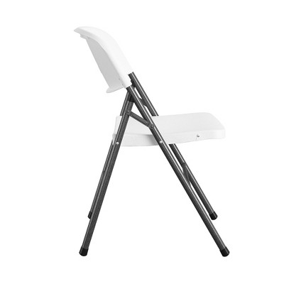 White Speckle Plastic Folding Chairs with Black Steel Legs, 4-Pack