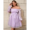 Whizmax Women's Plus Size Tulle Dress Square Neck Puff Sleeve Puffy Babydoll Mesh Mini Dress - 3 of 4