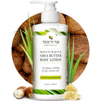 Tree To Tub Cocoa Butter Lotion for Sensitive Skin - Moisturizing Shea Butter Lotion for Dry Skin for Women & Men - Lemongrass & Coconut Body Cream
