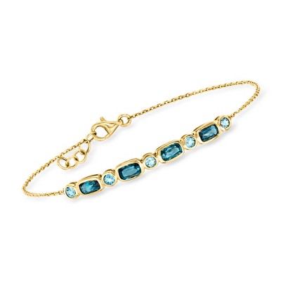 Ross-Simons 1.80 ct. t.w. London and Sky Blue Topaz Bracelet in 14kt Yellow Gold Size 6.5