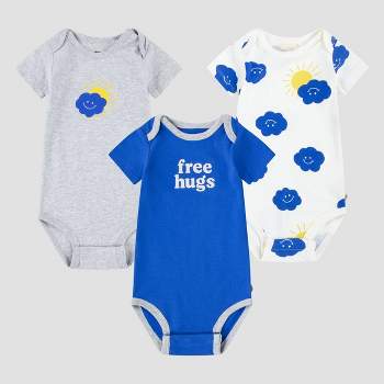 Huggies Baby Boys' 3pk Organic Bodysuit - Yellow/Gray